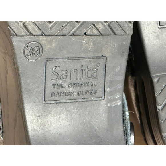 Sanita Ladies 39 Blaire Mary Jane Hook & Loop Black Silver Leather Clogs Shoes‎ - Picture 4 of 12